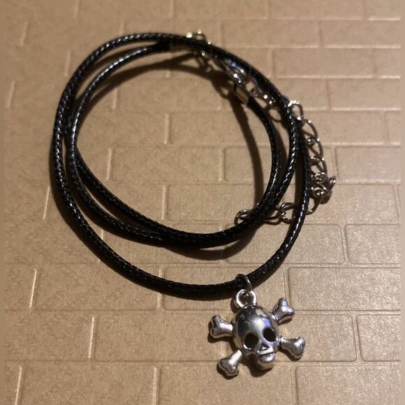 Minimalist, Stainless Steel Skull & Crossbones, W/ Adjustable Rope Necklace - Picture 2 of 12